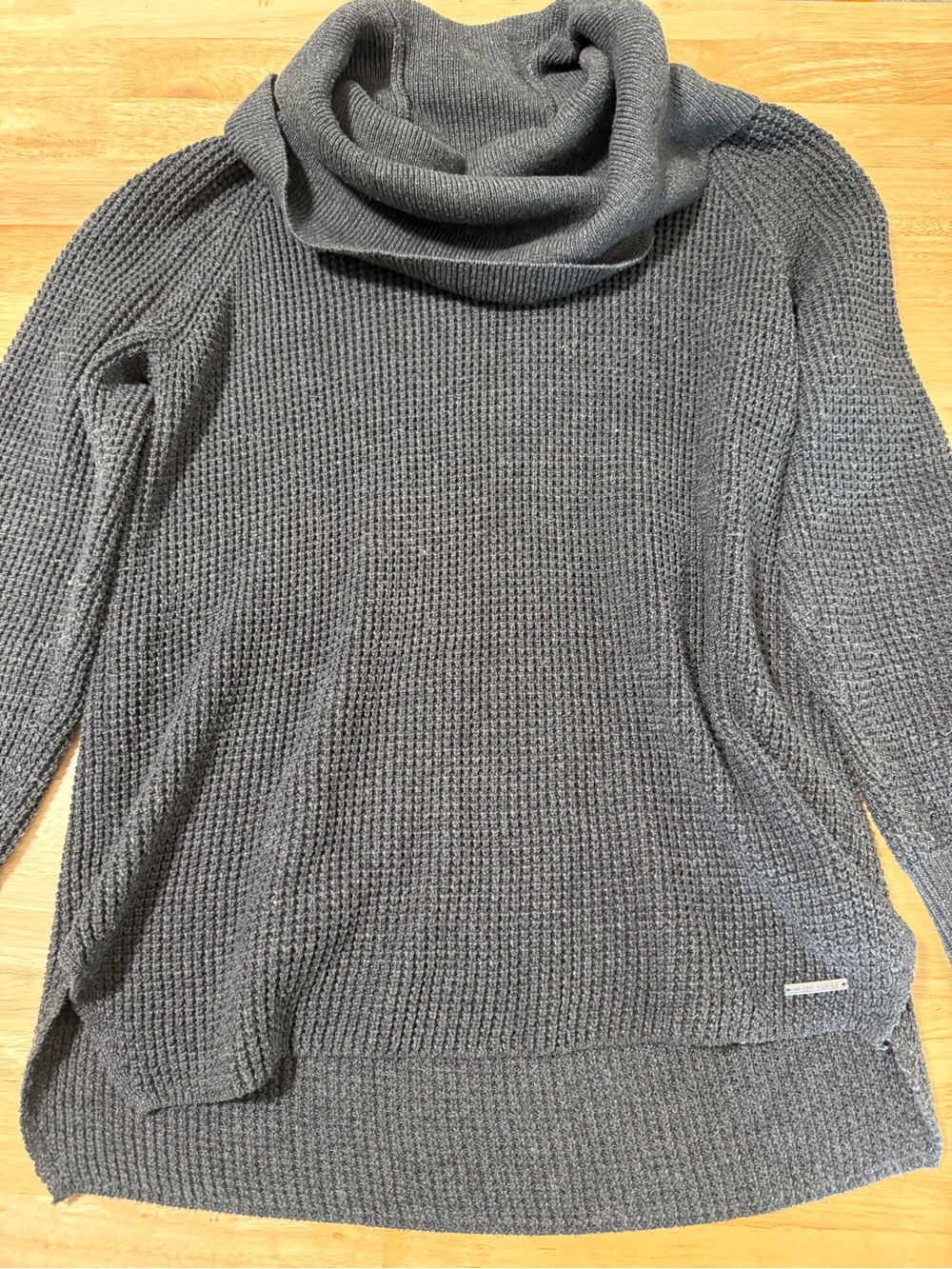 Women’s Michael Kors Gray Cowl Neck Waffle Knit Sweater Pullover Size Small